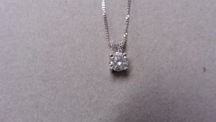 0.70ct diamond set pendant. Brillian cut diamond I-J colour, si2-I1 clarity. Split bale with