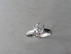 0.96ct Diamond solitaire ring with a brilliant cut diamond, H colour and i21clarity. Set in Platinum