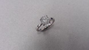 1.50ct diamond solitaire ring set in platinum. Enhanced diamond, F colour and I2 clarity.