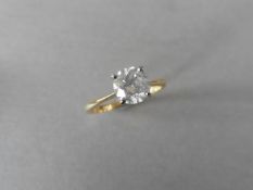 1.06ct diamond solitaire ring with a brilliant cut diamond. H colour and I2 clarity. Set in 18ct