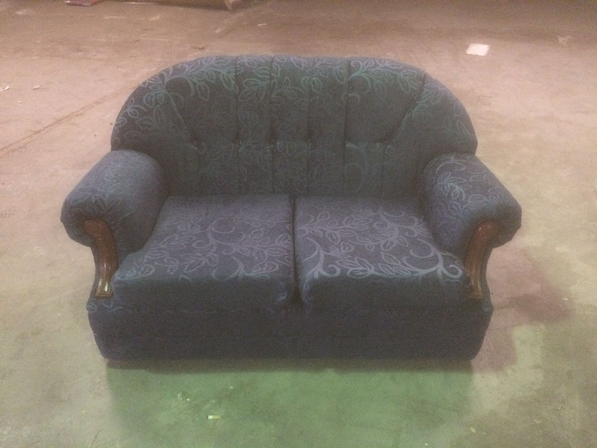 Queensland 2 seater sofa in floral royal blue with high back and solid foam seats - Image 3 of 3