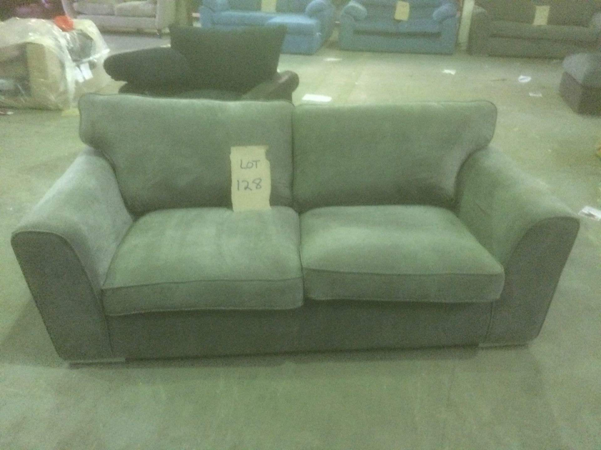 Roberta 3 seater modern design sofa in grey fabric - Image 2 of 3