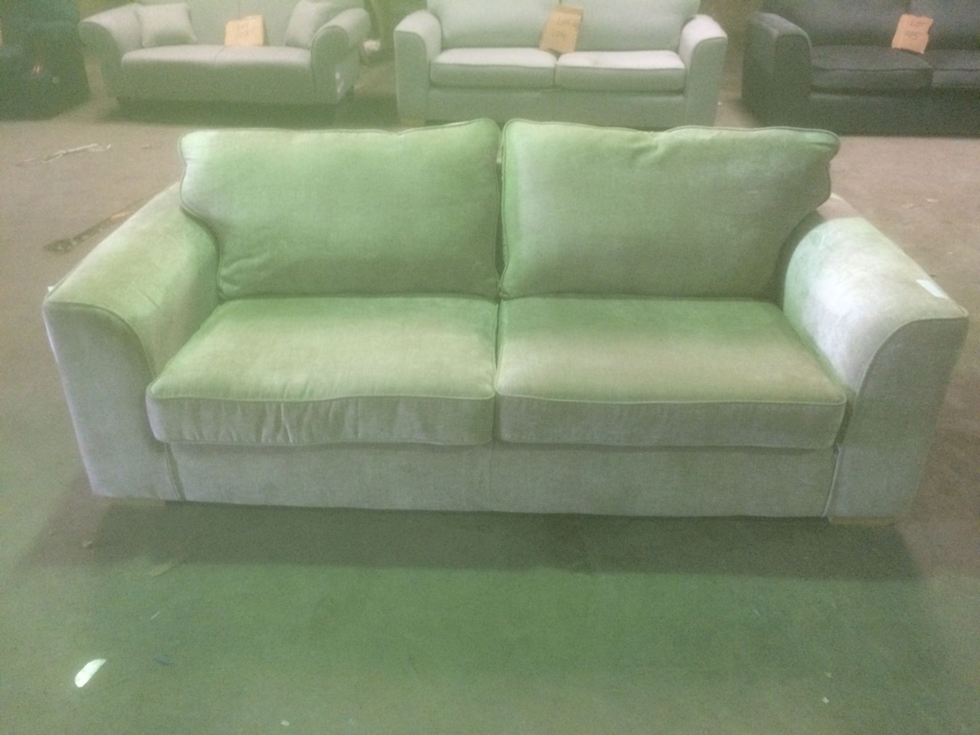 Grovesnor 3 seater sofa in beige chenille fabric with solid foam seats - Image 2 of 3