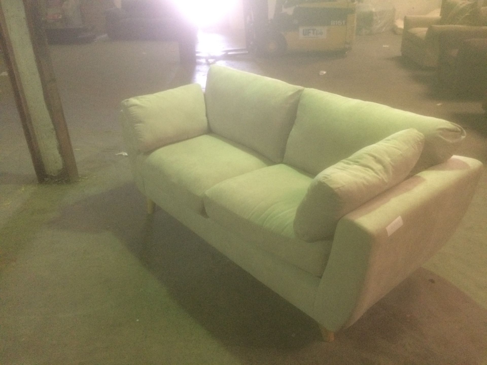 Donna 3 seater modern design sofa in beige fabric and foam and fibre cushions - Image 2 of 3