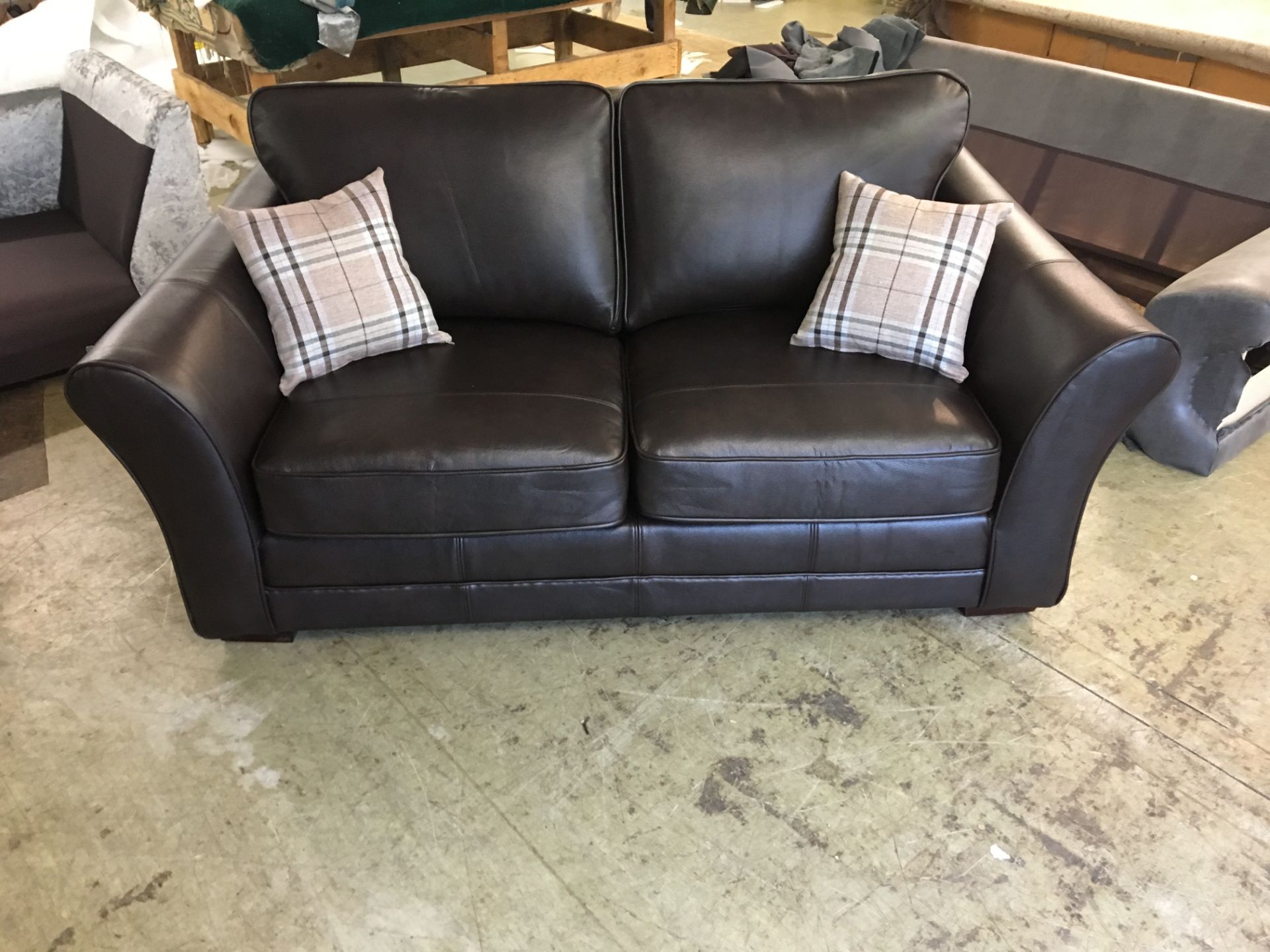 Ripley 3 seater sofa plus 2 seater sofa in rich brown leather plus matching footstool