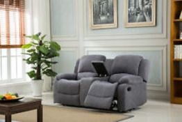 Supreme Valance grey 2 seater sofa with console.