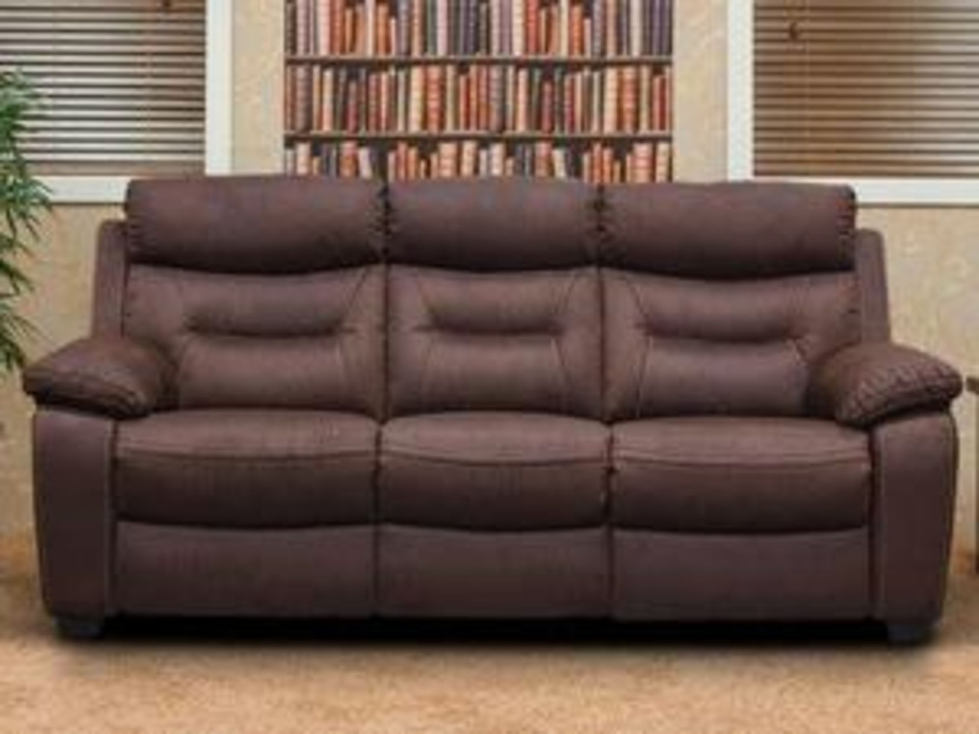 Carlos 3 seater brown suede reclining sofa plus 2 seater brown suede reclining sofa