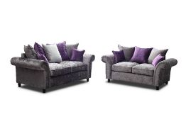 Scarpa deluxe 3 seater sofa in silver shimmer crushed velvet plus scarpa 2 seater
