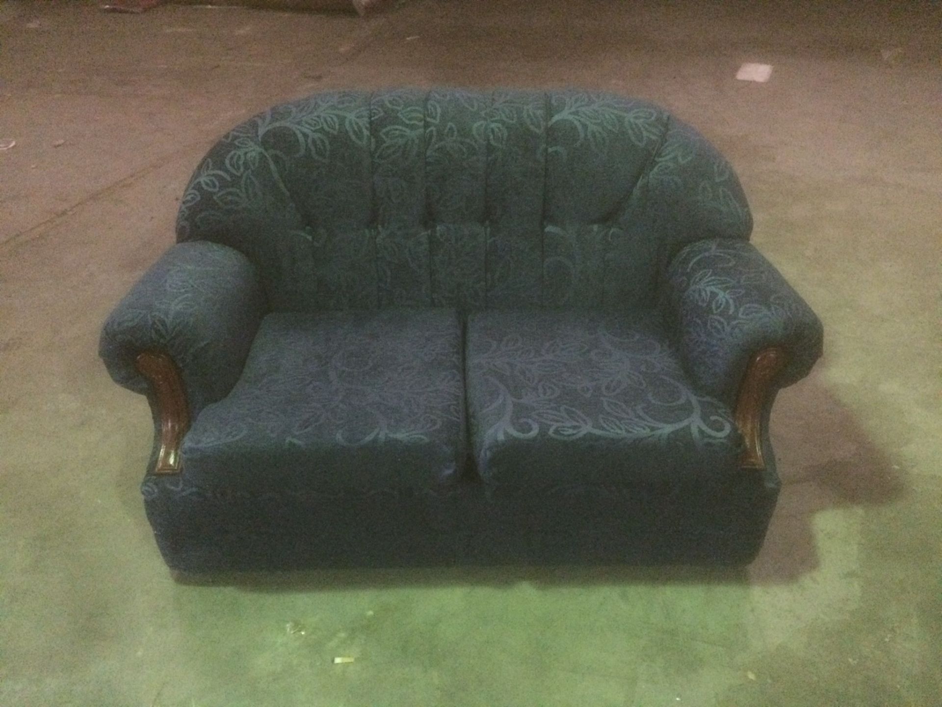 Queensland 2 seater sofa in floral royal blue with high back and solid foam seats - Image 2 of 3