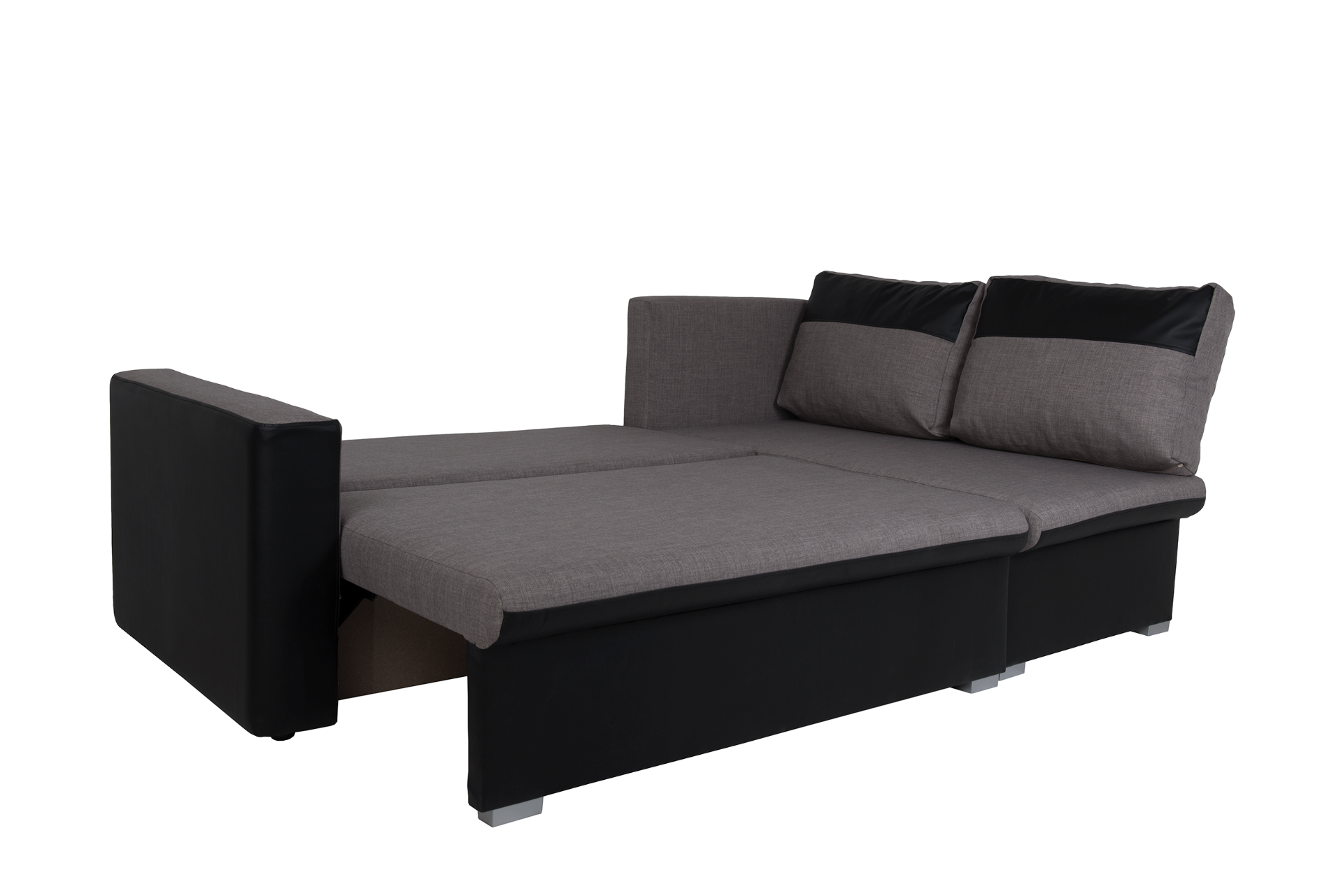 Flˆvio corner sofa bed right hand facing in black and grey faux leather - Image 2 of 3