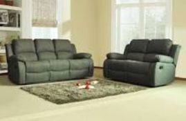 Supreme Valance dark grey fabric 3 seater electric reclining sofa plus matching 2 seater