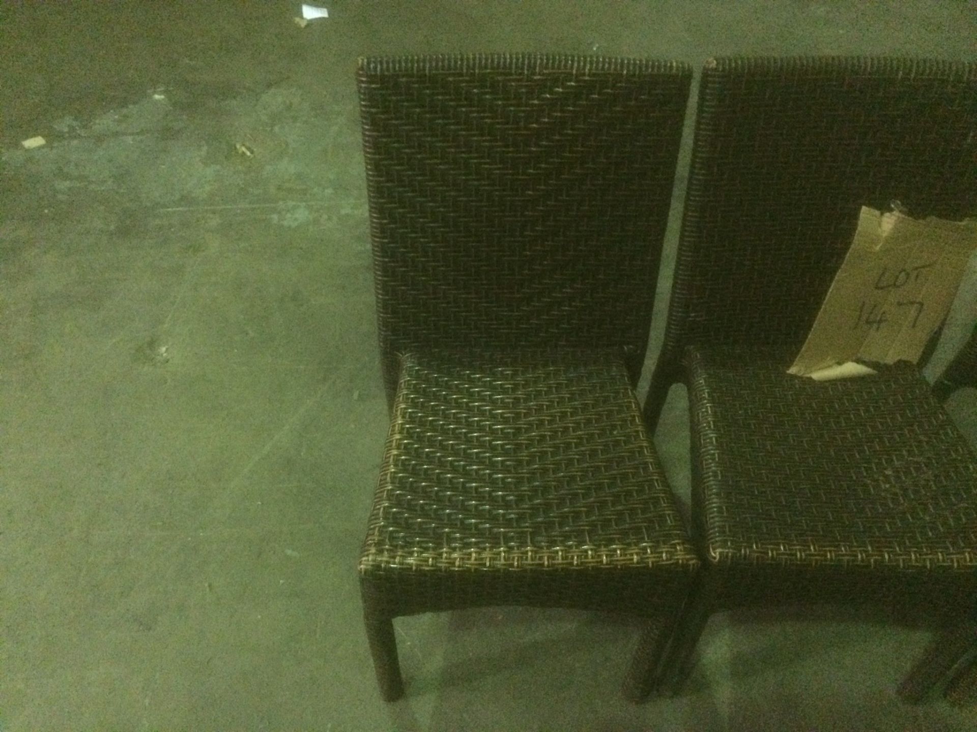 4 x brown woven cane garden chairs - Image 2 of 3