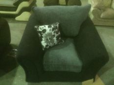 Claudia black suede/grey chenille fabric arm chair