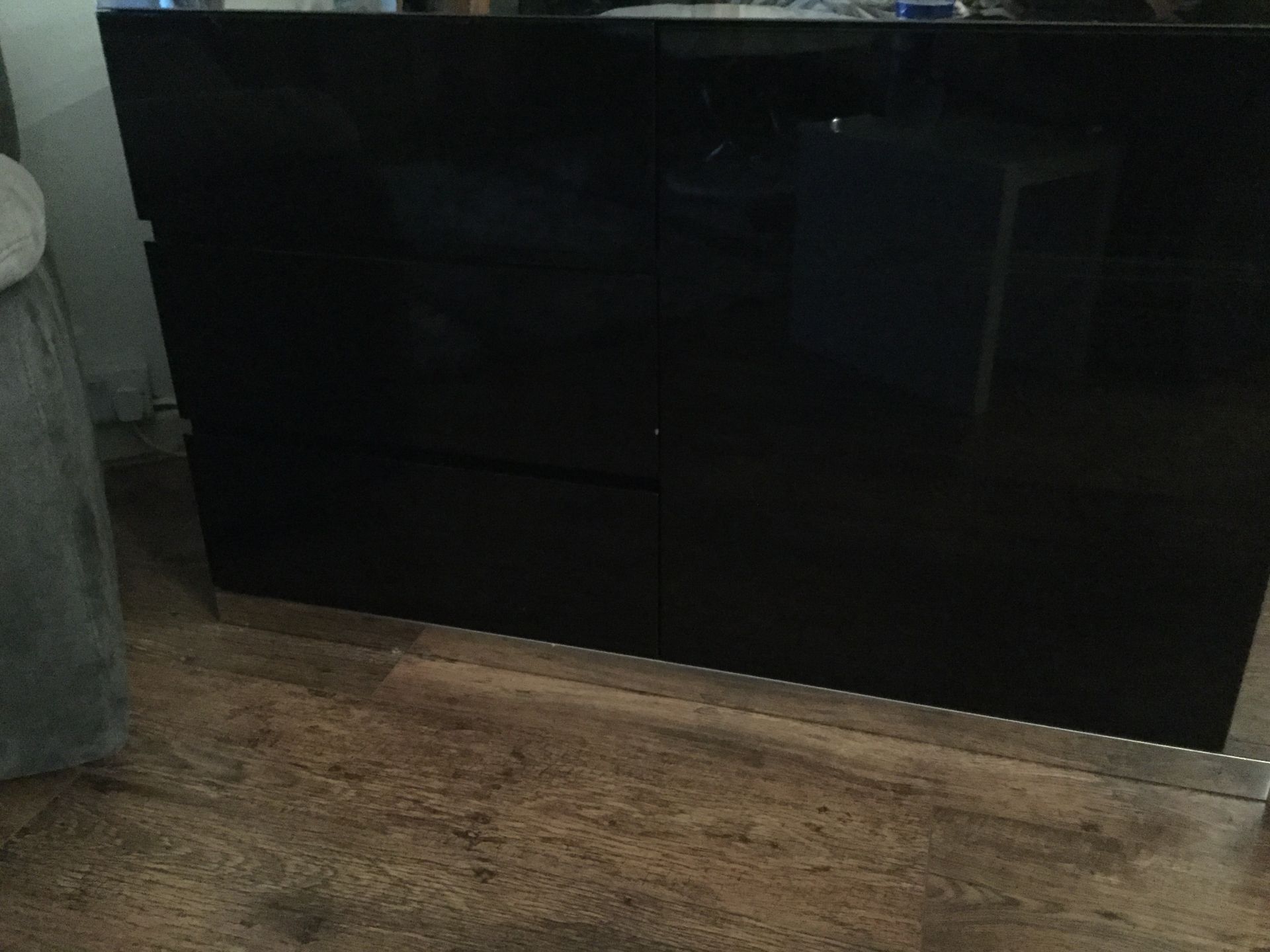 Brand new high gloss black 3 drawer 1 cupboard sideboard