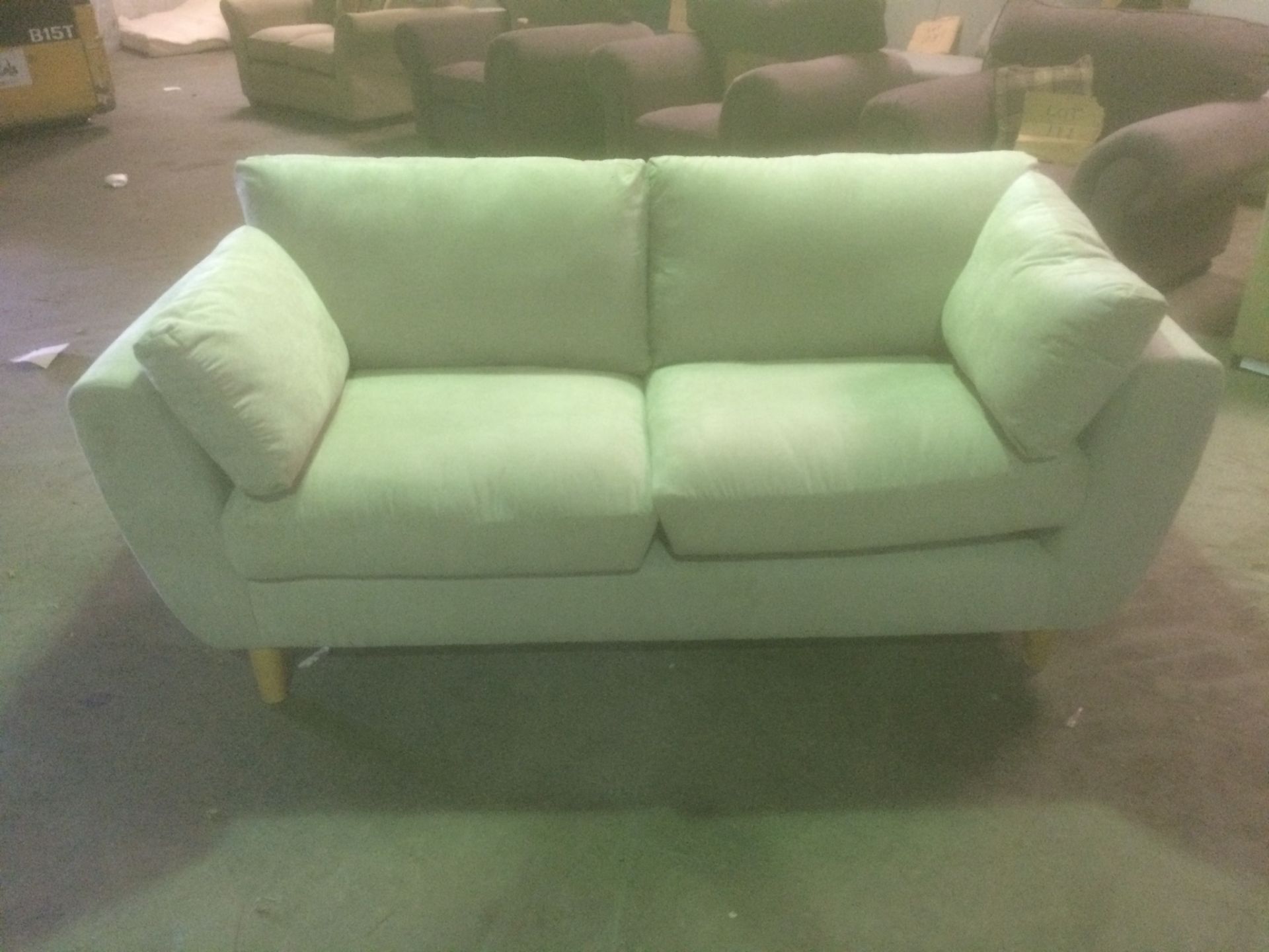 Donna 3 seater modern design sofa in beige fabric and foam and fibre cushions