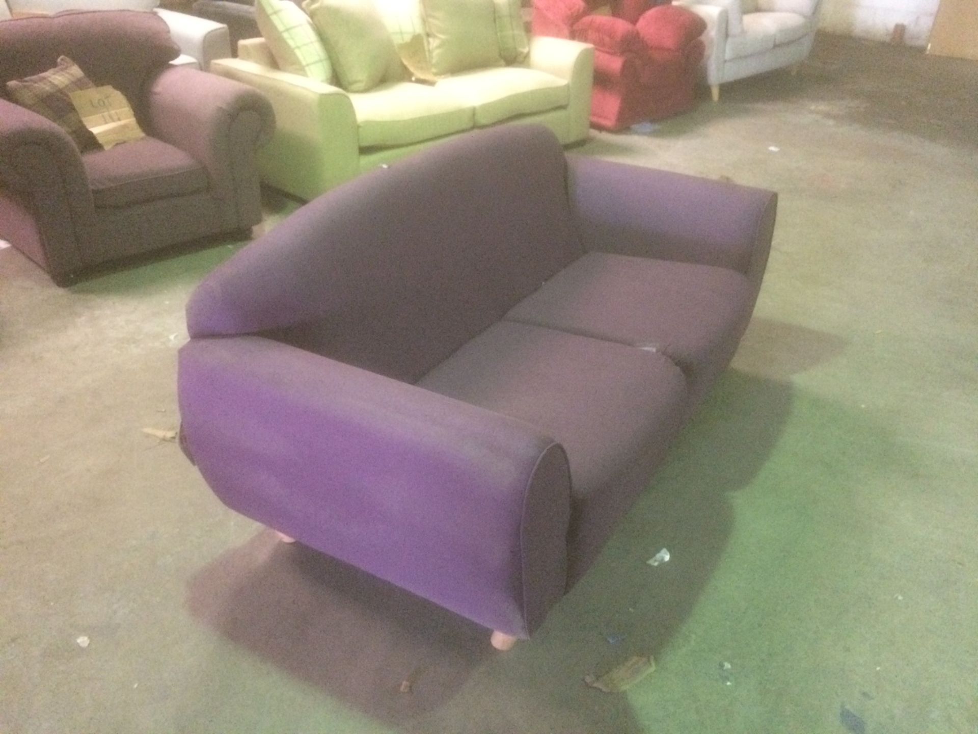 Elton 3 seater plum fabric modern design sofa - Image 2 of 3