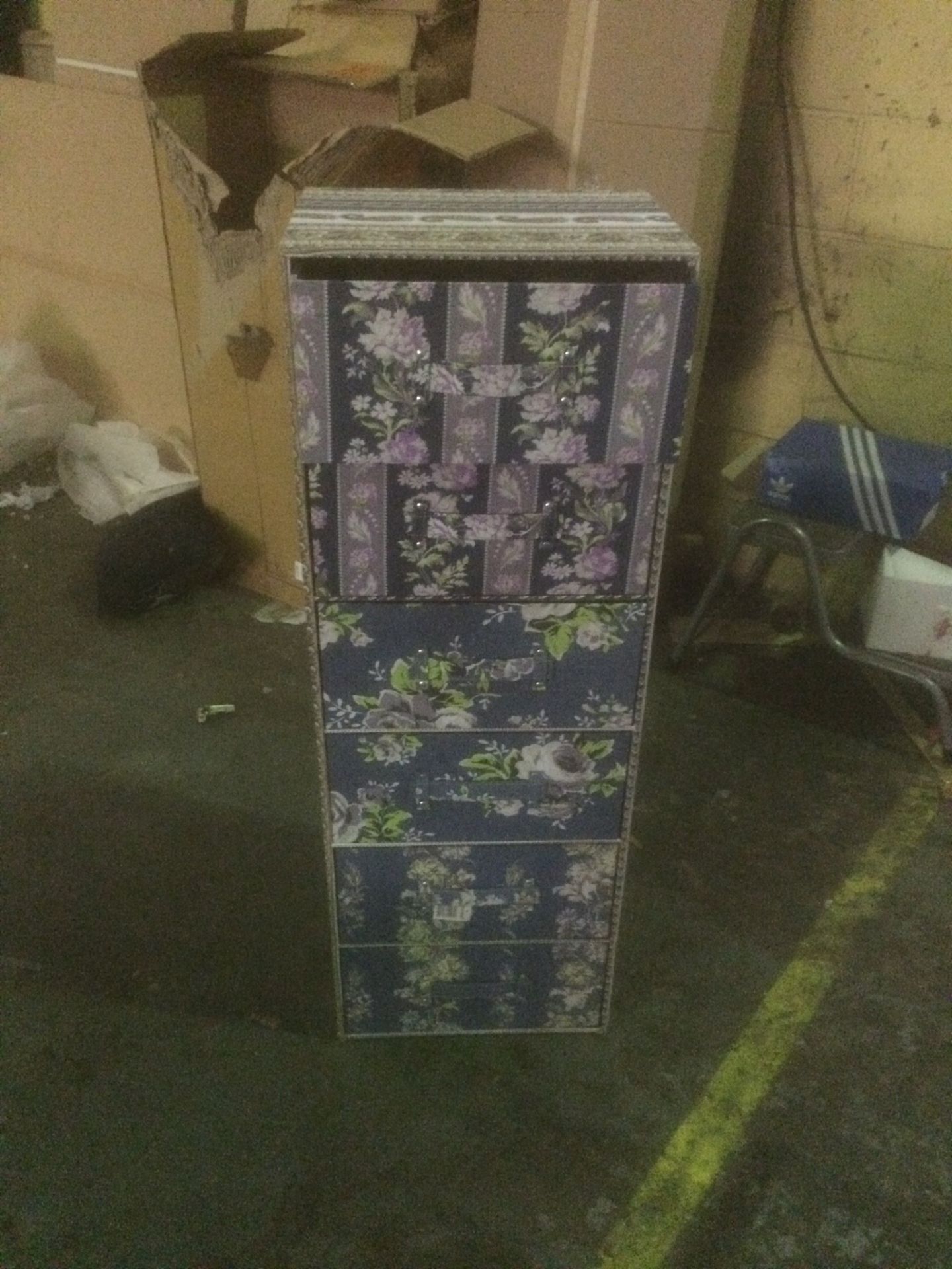 Valiant 5 drawer floral tall boy chest of drawers