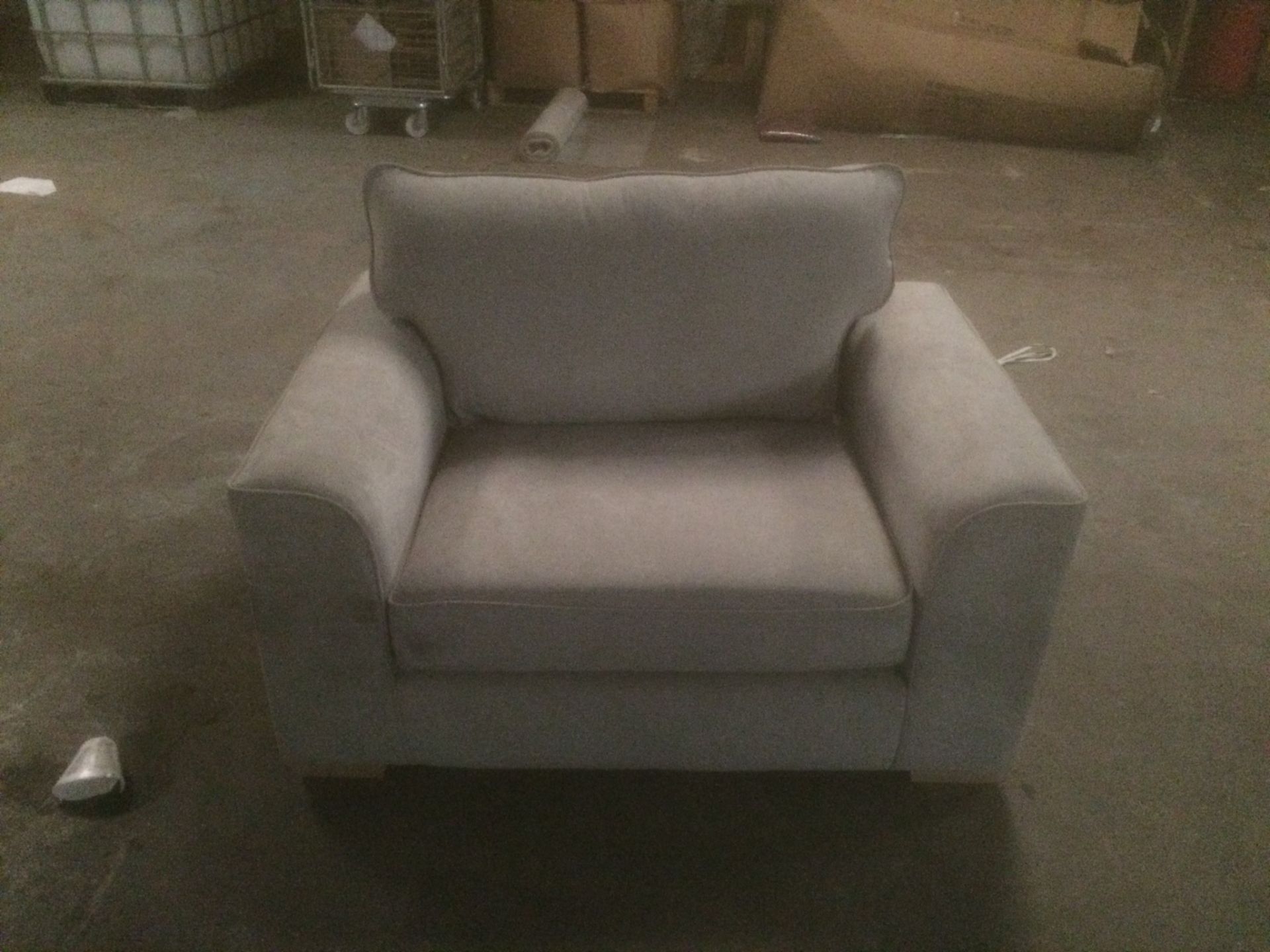 Conway beige fabric high back arm chair with solid foam seat and back cushions - Image 4 of 4