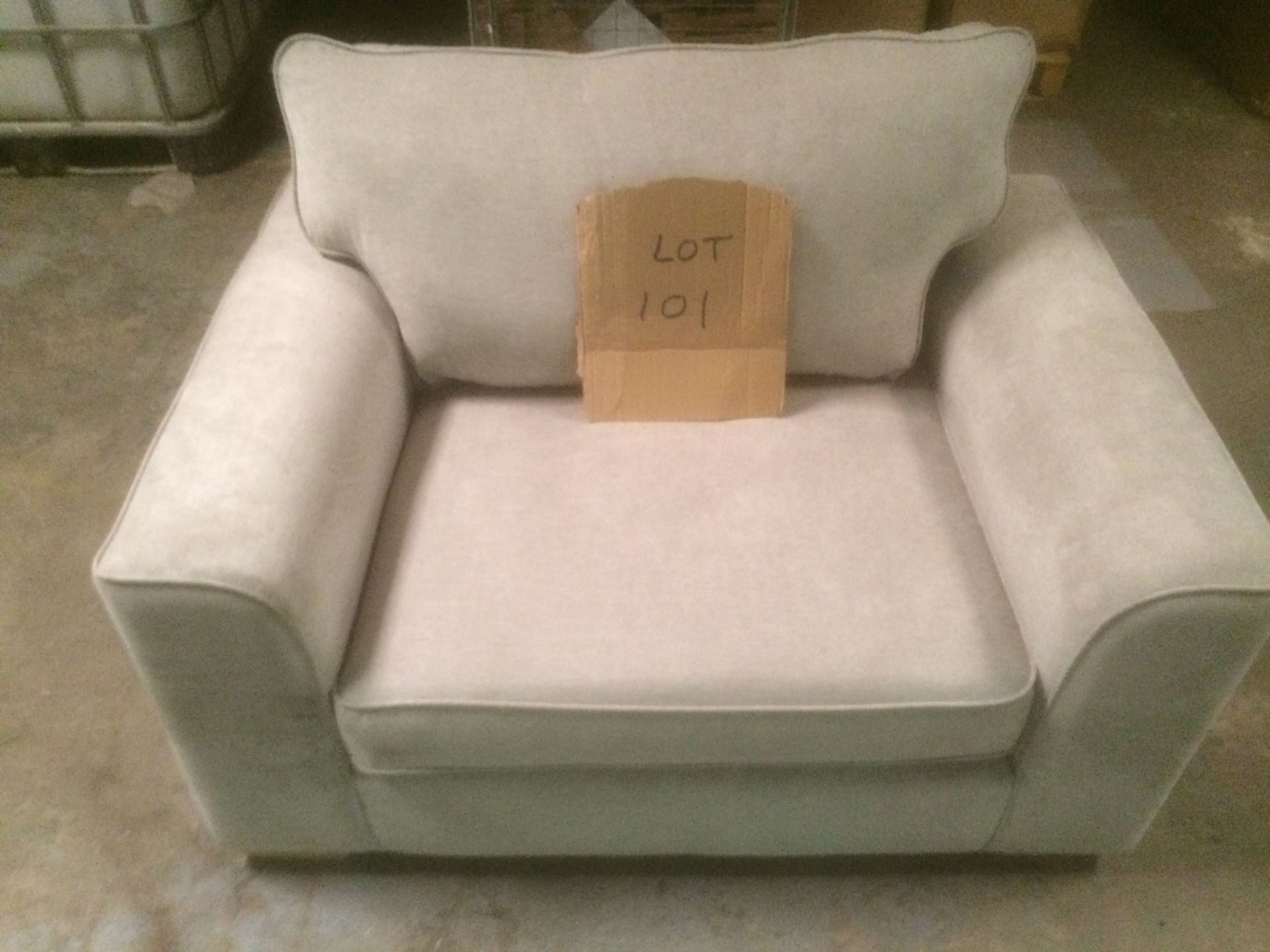 Conway beige fabric high back arm chair with solid foam seat and back cushions