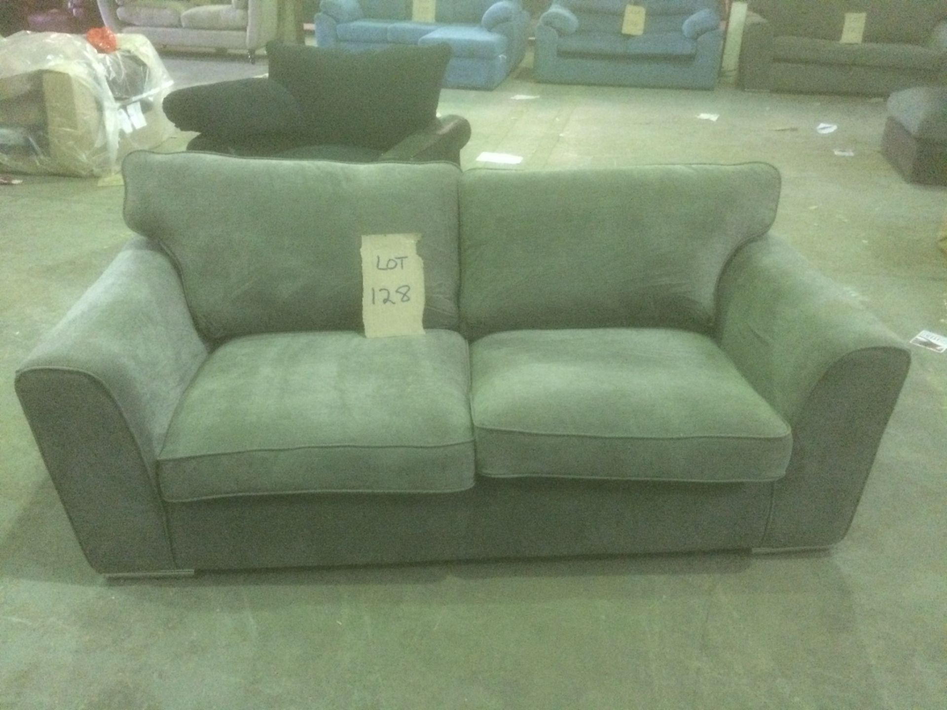 Roberta 3 seater modern design sofa in grey fabric - Image 3 of 3