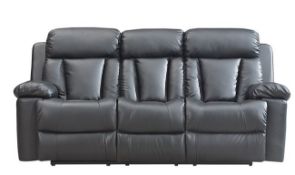 Boston elephant grey leather 3 seater plus 1 seater reclining sofas