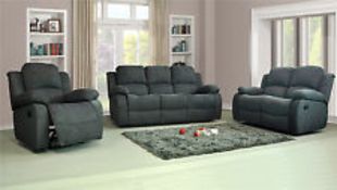 Supreme Valance dark grey fabric 3 seater electric reclining sofa plus matching 2 seater