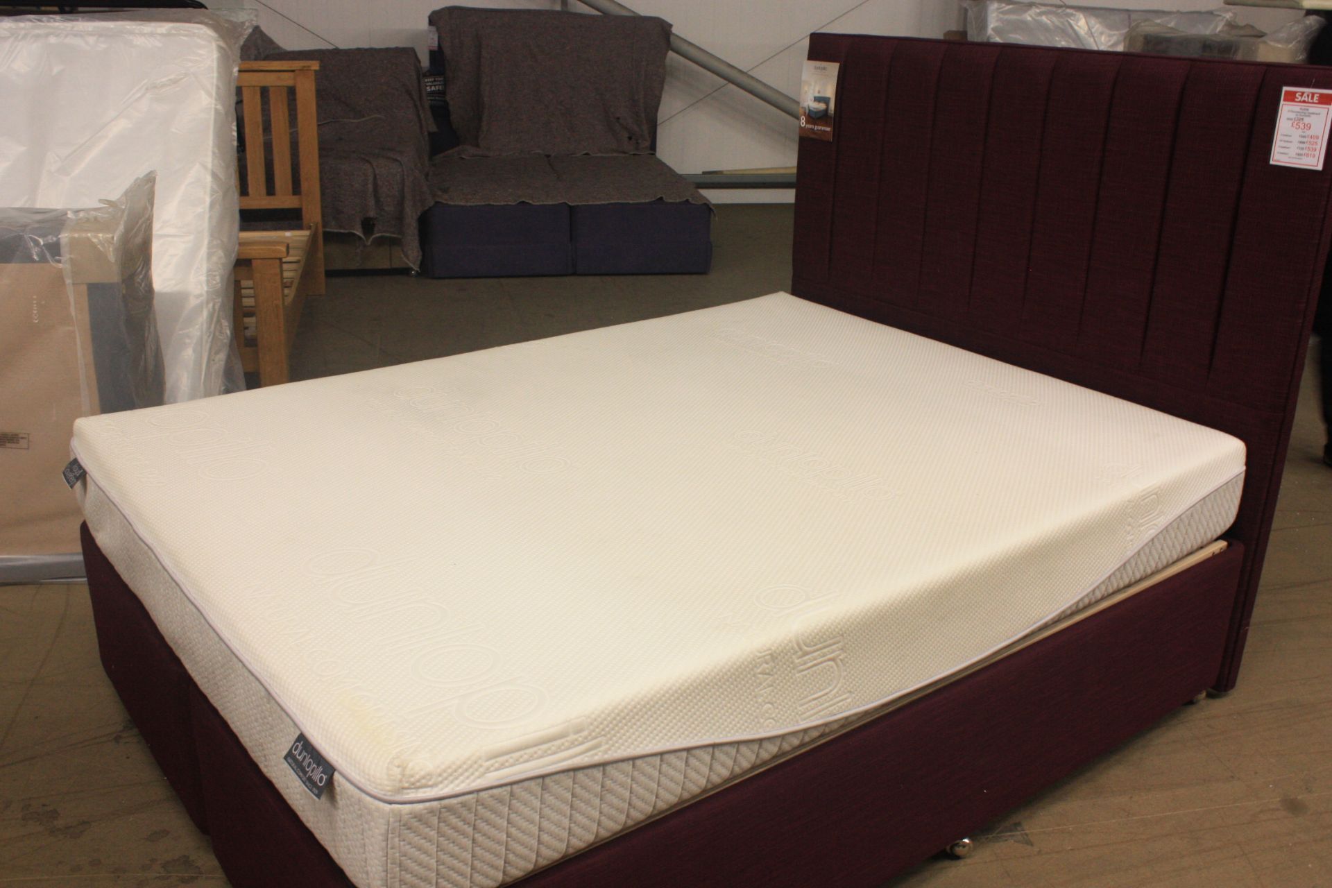 DUNLOPILLO SOVEREIGN KINGSIZE 150CM COMPLETE BED / MATTRESS AND HEADBOARD IN PLUM. RRP £2200 - Image 2 of 3