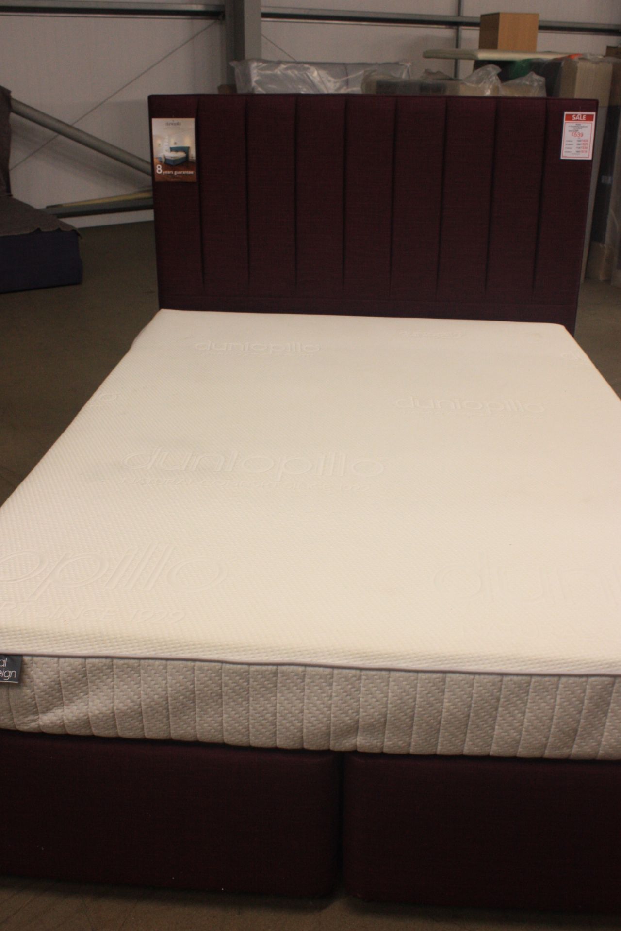 DUNLOPILLO SOVEREIGN KINGSIZE 150CM COMPLETE BED / MATTRESS AND HEADBOARD IN PLUM. RRP £2200 - Image 3 of 3