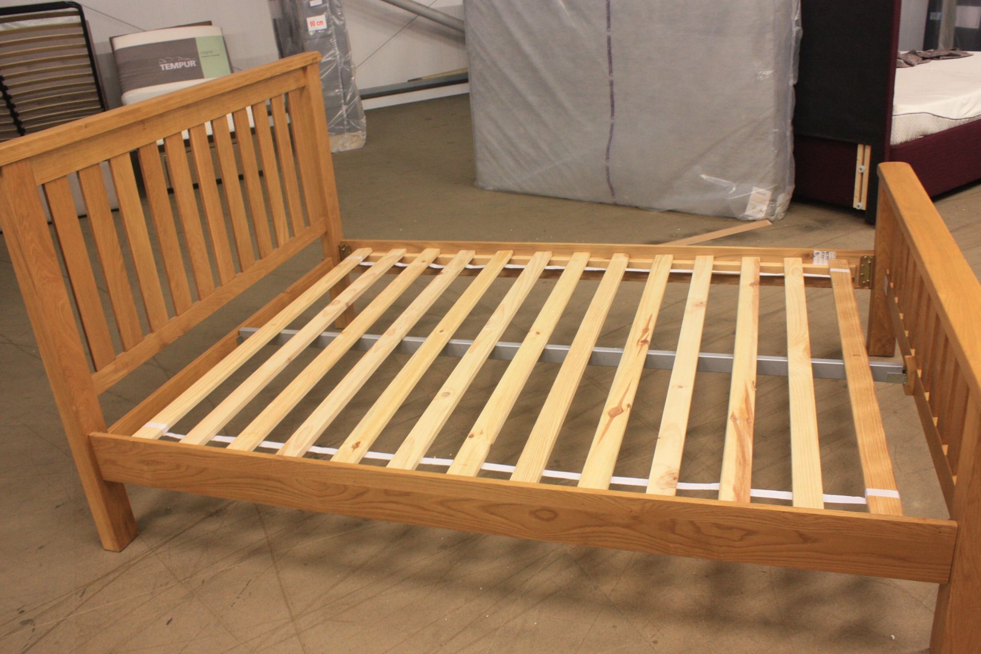 SOLID OAK KINGSIZE BED LONG COMPLETE RRP £699