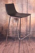 PAIR OF DANELLA FIXED BAR STOOLS HIGHLY POLISHED FRAME BLACK SEAT RRP £200
