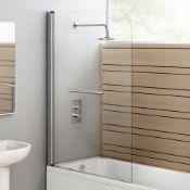 (Y105) 1000mm - 4mm - Straight Bath Screen & Towel Rail. RRP £174.99. A great addition to your
