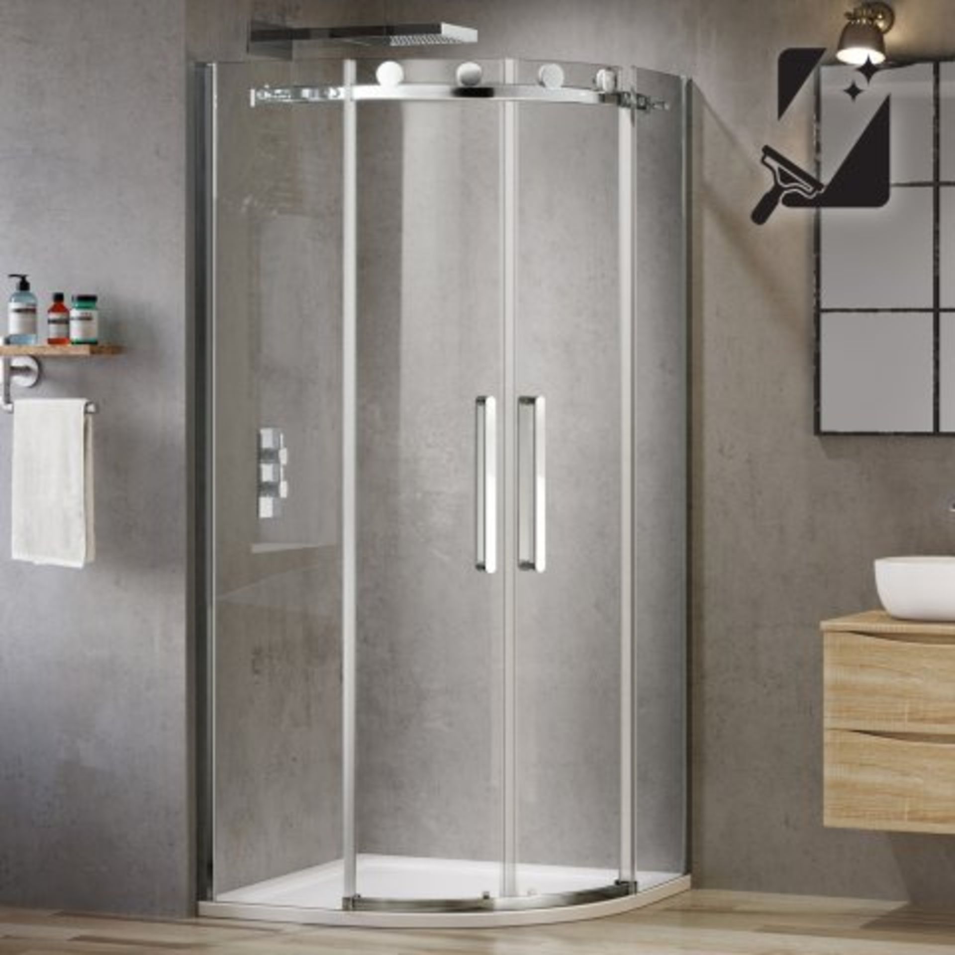 (Y32) 800x800mm - 8mm - Designer Frameless EasyClean Quadrant Shower Enclosure. RRP £499.99. Our