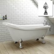 (Y152) 1550mm Victoria Traditional Roll Top Slipper Bath - Dragon Feet - Large. RRP £799.99.