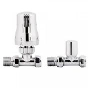 (Y46) 15mm Standard Connection Thermostatic Straight Chrome Radiator Valves Made of solid brass, our