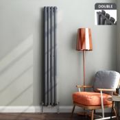 (Y9) 1800x240mm Anthracite Double Oval Tube Vertical Radiator. RRP £223.99. Designer Touch This