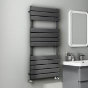 (Y81) 1200x600mm Anthracite Flat Panel Ladder Towel Radiator. RRP £374.99. For a contemporary style,