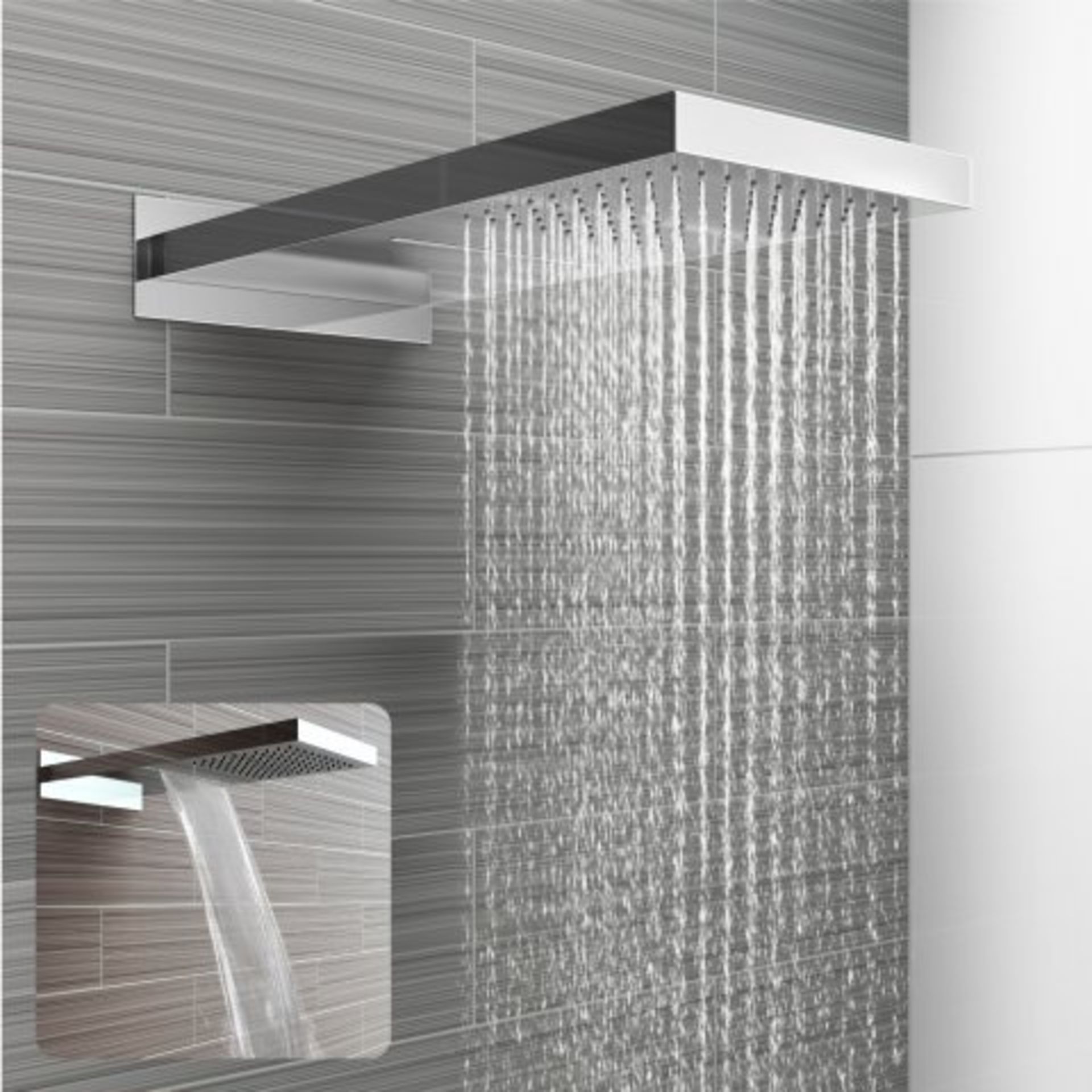 (Y45) Stainless Steel 230x500mm Waterfall Shower Head. RRP £374.98. "What An Experience": Enjoy