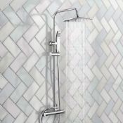 (H31) 200mm Square Head Thermostatic Exposed Shower Kit & Hand Held. RRP £249.99. Simplistic Style