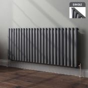 (Y121) 600x1440mm Anthracite Single Panel Oval Tube Horizontal Radiator. RRP £263.99. Designer Touch