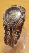 BRAND NEW LADIES BLACK/SILVER ROUND FACE DIAMENTE WATCH BY SOFTECH - RRP £149