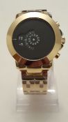 BRAND NEW GENTS GOLD STRAP ROUND BLACK FACE WATCH BY SOFTECH, QG1003, WITH 1 YEAR WARRANTY - RRP £