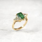 18k Yellow Gold 1.25ct Emerald & 1.00ct Diamond Ring