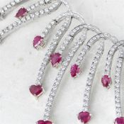 18k White Gold 24.09ct Diamond & 17.44ct Ruby Necklace