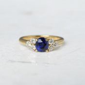 18k Yellow Gold 1.37ct Sapphire & 0.50ct Diamond Ring