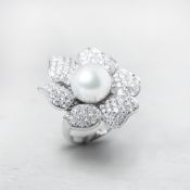 18k White Gold South Sea Pearl & 3.60ct Diamond Cocktail Ring