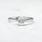 Platinum Emerald Cut 0.81ct Diamond Ring