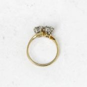 18k Yellow & White Gold Round Brilliant Cut 1.20ct Diamond 2 Stone Ring