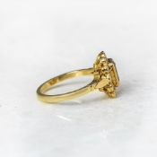 18k Yellow Gold Emerald Cut 0.40ct Tanzanite & 0.40ct Diamond Ring