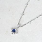 18k White Gold 2.00ct Sapphire & 1.49ct Diamond Necklace