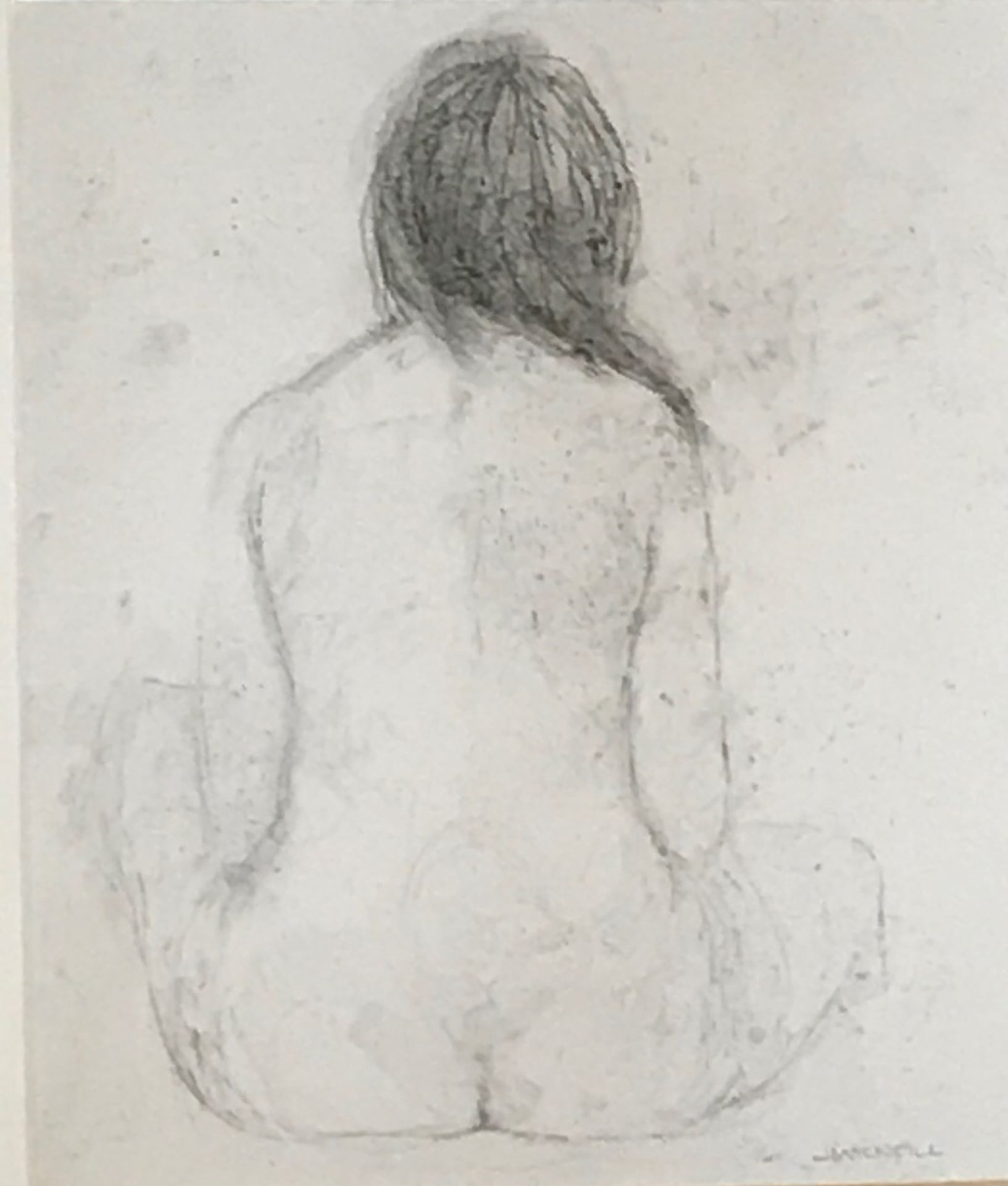 Sitting nude , original pencil drawing by Scottish artist Jane Mcneill Bn 1971 Exhibited R.S.A